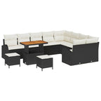 Gartensofa-set mit Kissen 12 pcs Schwarz Poly-Rattan