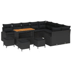 Gartensofa-set mit Kissen 13 pcs Schwarz Poly-Rattan