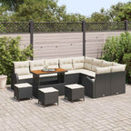 Gartensofa-set mit Kissen 13 pcs Schwarz Poly-Rattan