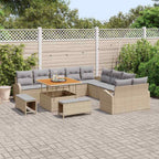 Gartensofa-set mit Kissen 13 pcs Beige Poly-Rattan