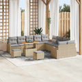 Gartensofa-set mit Kissen 13 pcs Beige Poly-Rattan