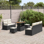 Gartensofa-set mit Kissen 8 pcs Schwarz Poly-Rattan