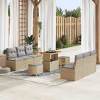 Gartensofa-set mit Kissen 9 pcs Beige Poly-Rattan