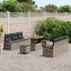 Gartensofa-set mit Kissen 9 pcs Grau Poly-Rattan