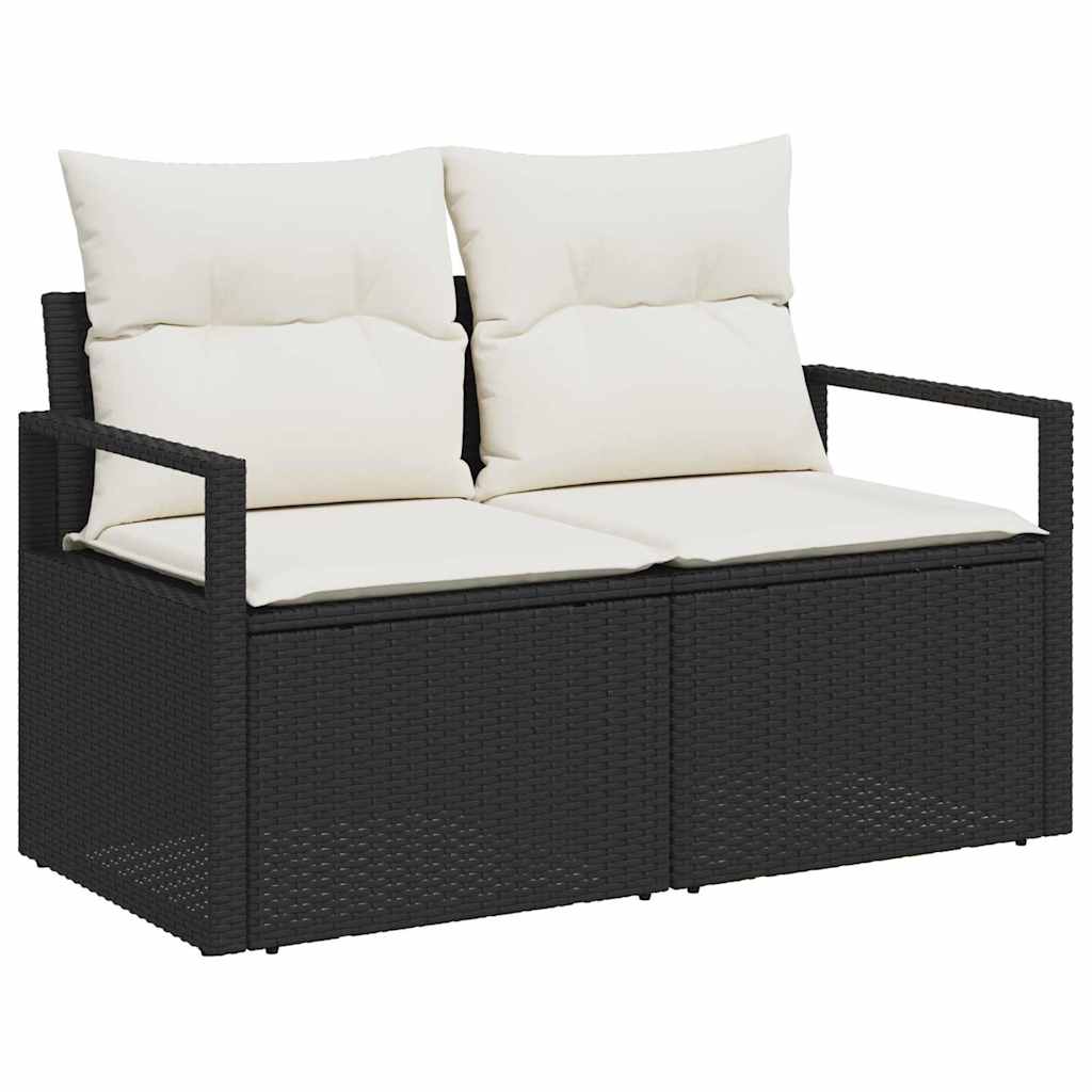 Gartensofa-set mit Kissen 11 pcs Schwarz Poly-Rattan