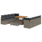 Gartensofa-set mit Kissen 11 pcs Grau Poly-Rattan