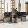 Gartensofa-set mit Kissen 8 pcs Grau Poly-Rattan
