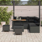 Gartensofa-set mit Kissen 8 pcs Schwarz Poly-Rattan