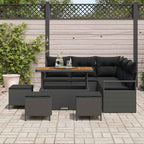 Gartensofa-set mit Kissen 9 pcs Schwarz Poly-Rattan