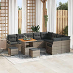 Gartensofa-set mit Kissen 12 pcs Grau Poly-Rattan