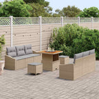 Gartensofa-set mit Kissen 9 pcs Beige Poly-Rattan