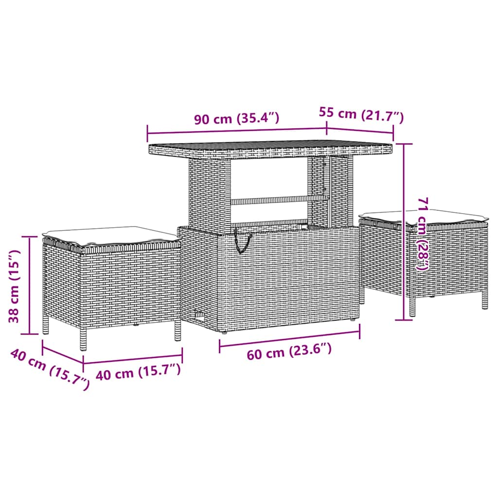 Gartensofa-set mit Kissen 10 pcs Beige Poly-Rattan