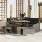 Gartensofa-set mit Kissen 8 pcs Grau Poly-Rattan