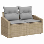 Gartensofa-set mit Kissen 9 pcs Beige Poly-Rattan