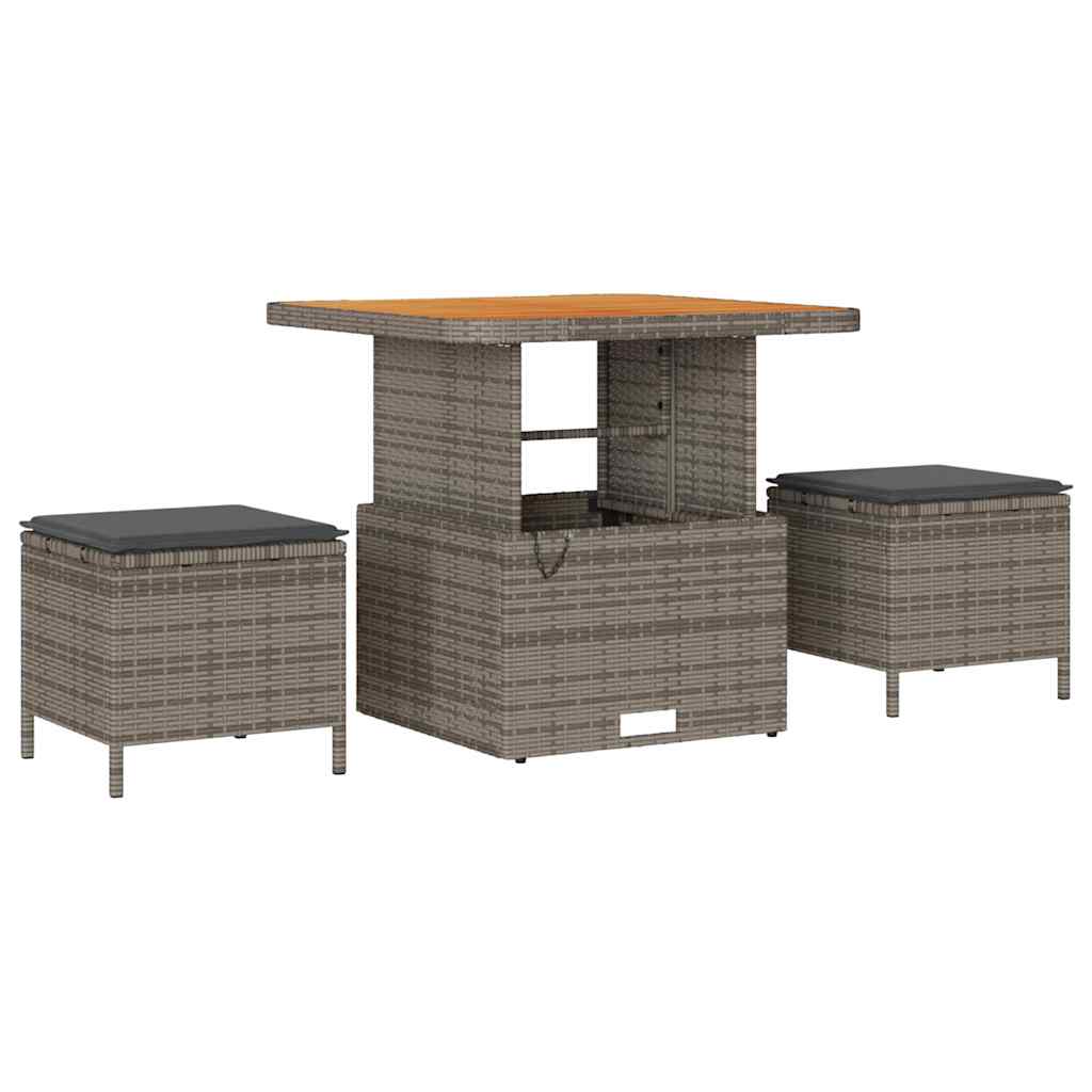 Gartensofa-set mit Kissen 9 pcs Grau Poly-Rattan