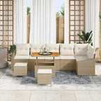 Gartensofa-set mit Kissen 9 pcs Beige Poly-Rattan