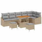 Gartensofa-set mit Kissen 9 pcs Beige Poly-Rattan