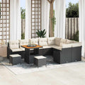 Gartensofa-set mit Kissen 12 pcs Schwarz Poly-Rattan
