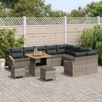 Gartensofa-set mit Kissen 12 pcs Grau Poly-Rattan