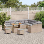 Gartensofa-set mit Kissen 12 pcs Beige Poly-Rattan