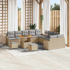 Gartensofa-set mit Kissen 13 pcs Beige Poly-Rattan