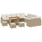 Gartensofa-set mit Kissen 14 pcs Beige Poly-Rattan
