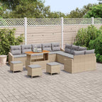 Gartensofa-set mit Kissen 14 pcs Beige Poly-Rattan