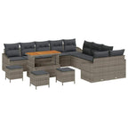 Gartensofa-set mit Kissen 14 pcs Grau Poly-Rattan