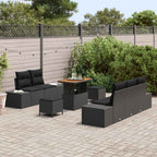 Gartensofa-set mit Kissen 8 pcs Schwarz Poly-Rattan