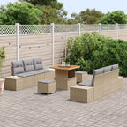 Gartensofa-set mit Kissen 9 pcs Beige Poly-Rattan