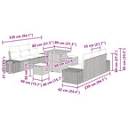 Gartensofa-set mit Kissen 9 pcs Beige Poly-Rattan