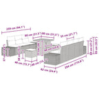 Gartensofa-set mit Kissen 10 pcs Grau Poly-Rattan
