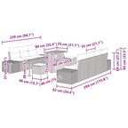 Gartensofa-set mit Kissen 10 pcs Schwarz Poly-Rattan