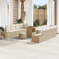 Gartensofa-set mit Kissen 11 pcs Beige Poly-Rattan