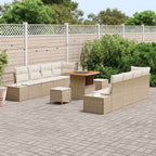 Gartensofa-set mit Kissen 11 pcs Beige Poly-Rattan