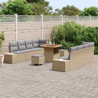Gartensofa-set mit Kissen 11 pcs Beige Poly-Rattan