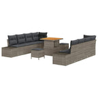 Gartensofa-set mit Kissen 11 pcs Grau Poly-Rattan