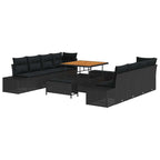 Gartensofa-set mit Kissen 11 pcs Schwarz Poly-Rattan