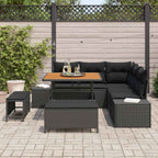 Gartensofa-set mit Kissen 8 pcs Schwarz Poly-Rattan