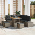 Gartensofa-set mit Kissen 8 pcs Grau Poly-Rattan