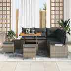 Gartensofa-set mit Kissen 8 pcs Grau Poly-Rattan