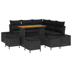 Gartensofa-set mit Kissen 9 pcs Schwarz Poly-Rattan