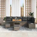 Gartensofa-set mit Kissen 9 pcs Grau Poly-Rattan
