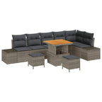 Gartensofa-set mit Kissen 9 pcs Grau Poly-Rattan