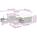 Gartensofa-set mit Kissen 12 pcs Schwarz Poly-Rattan