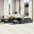 Gartensofa-set mit Kissen 13 pcs Schwarz Poly-Rattan