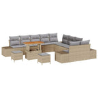 Gartensofa-set mit Kissen 13 pcs Beige Poly-Rattan