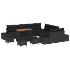 Gartensofa-set mit Kissen 14 pcs Schwarz Poly-Rattan