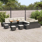 Gartensofa-set mit Kissen 14 pcs Schwarz Poly-Rattan