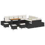 Gartensofa-set mit Kissen 14 pcs Schwarz Poly-Rattan